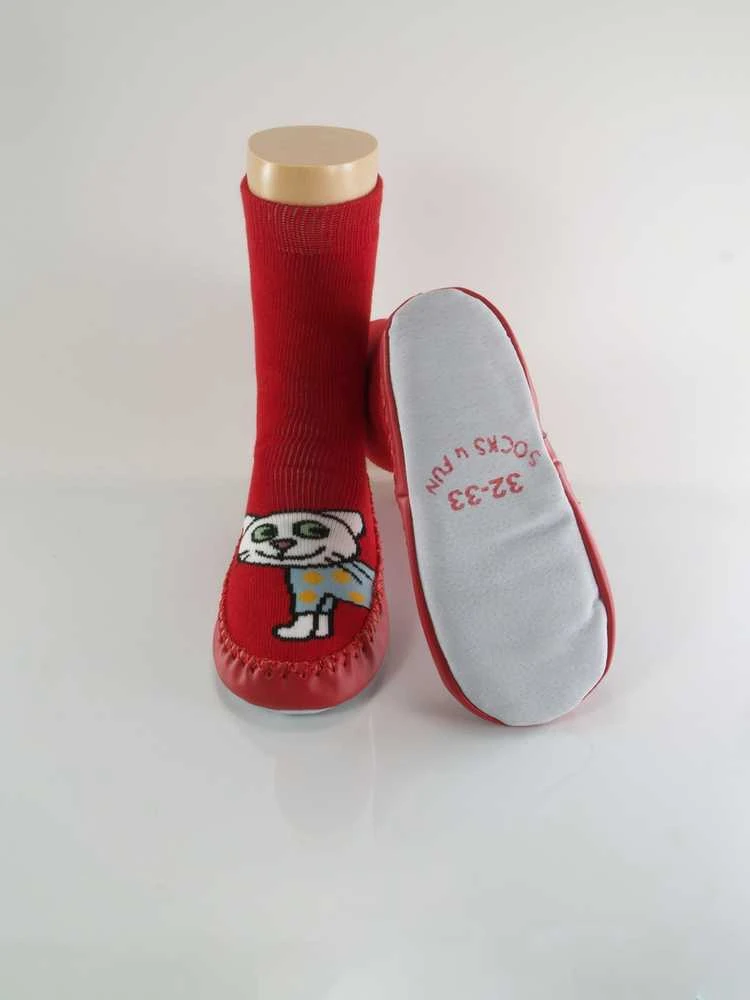 WOWERAT tapukai vaikams su odiniu paduku FUNNY PETS, raudoni
