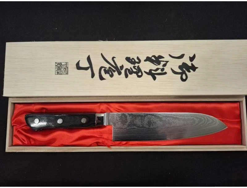 Satake Cutlery Mfg Damasko plieno japoniškas Santoku peilis Satake Daichi