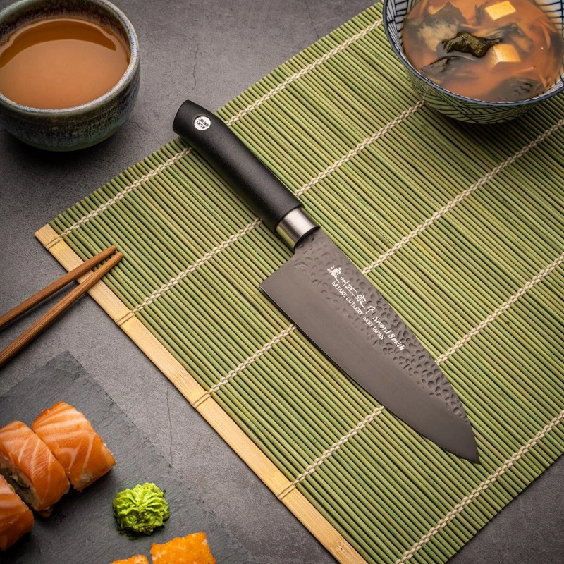 Satake Cutlery Mfg Japoniškas Deba peilis Satake Tsuchime Titanium