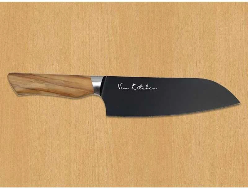 Satake Cutlery Mfg Japoniškas šefo peilis Santoku Satake Olive Juodas
