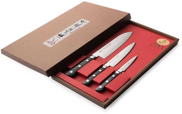 Satake Cutlery Mfg Japoniškų Damasko plieno peilių rinkinys Satake 3vnt