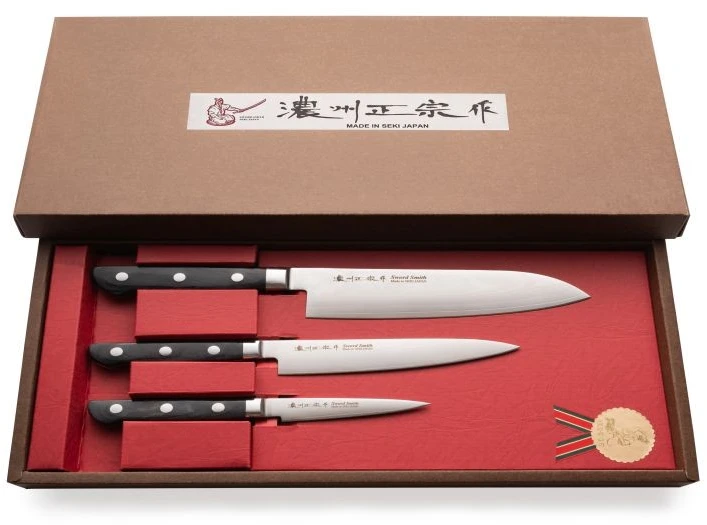 Satake Cutlery Mfg Japoniškų Damasko plieno peilių rinkinys Satake 3vnt