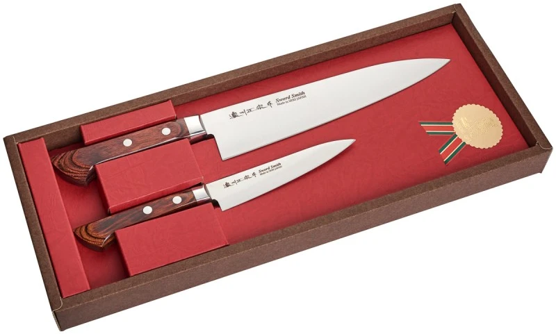 Satake Cutlery Mfg Japoniškų peilių rinkinys Satake Shirogami su raudonmedžio rankena