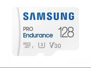 Atminties kortelė Samsung PRO Endurance microSD 128 GB, Baltos spalvos
