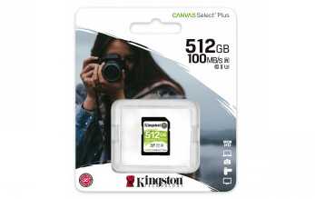 Atminties kortelė KINGSTON 512GB SDXC Canvas Select Plus 100R C10 UHS-I U3 V30
