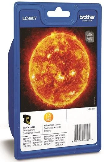 BROTHER LC-980Y TONERIS Geltonas 260P