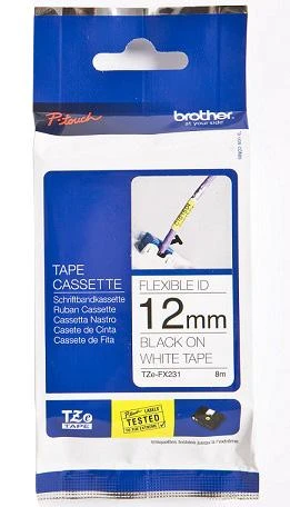Brother Brolis | TZe-FX231 lanksti ID laminuota juosta | Juodas ant Balto | TZe | 8 m | 1,2 cm