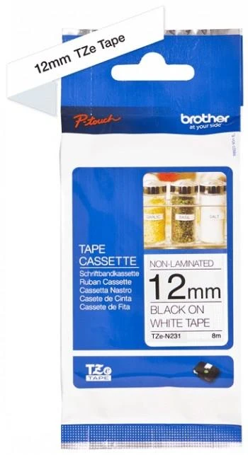 Brother BROLIS TZEN231 12 Juodas ON Baltas