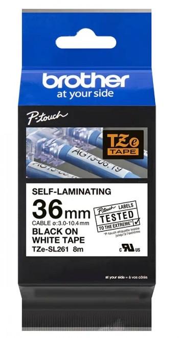 BROTHER TZESL261 36 MM Juodas ON Baltas SELF LAMINATE