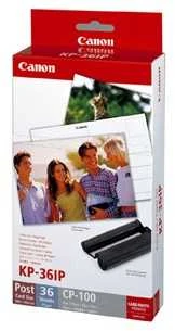 CANON KP-36IP fotopopierius 100x148mm 36 lapų + spalvotas rašalas, skirtas Selphy CP atviruko dydžio