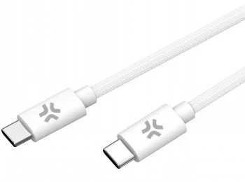 CELLY USBCUSBCCOTT - USB-C Į USB-C MEDVILNINIU PINTU KABELIS Baltas (MAITINIMO TIEKIMAS)
