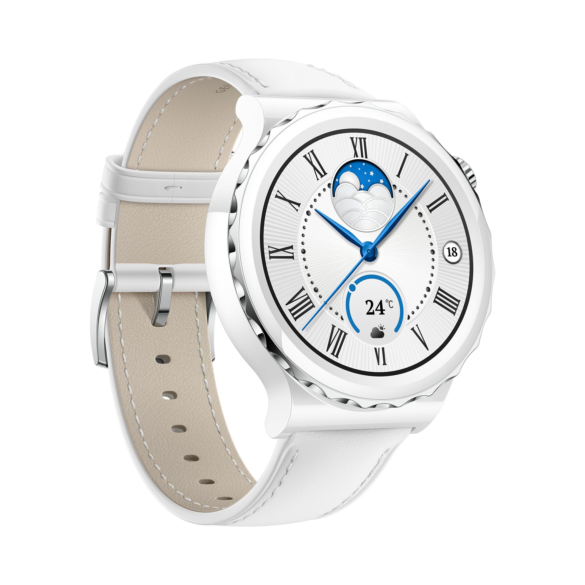 Išmanusis laikrodis Huawei Watch GT 3 Pro, Baltos spalvos su odiniu  dirželiu | Varle.lt