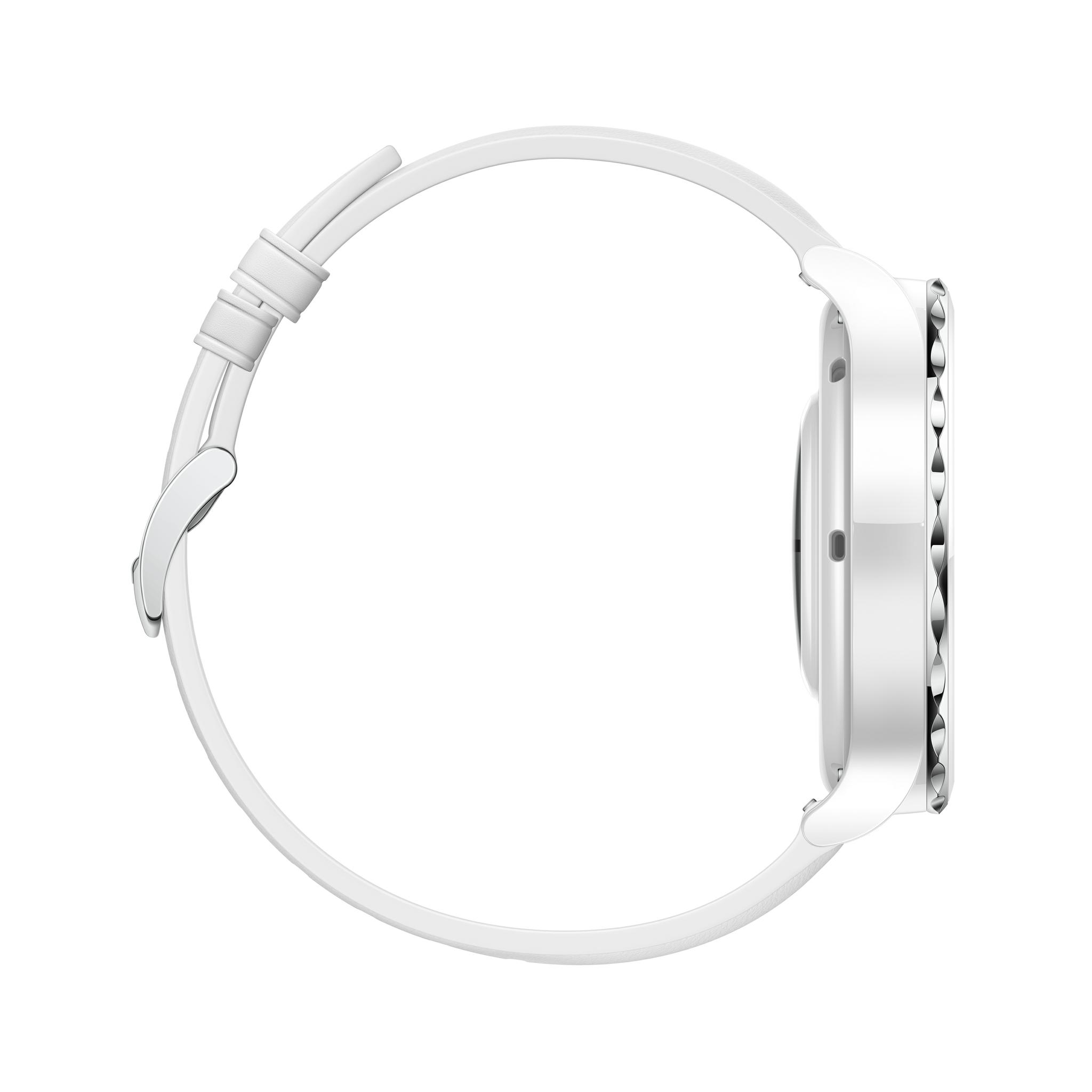 Išmanusis laikrodis Huawei Watch GT 3 Pro, Baltos spalvos korpusas su baltu odiniu dirželiu