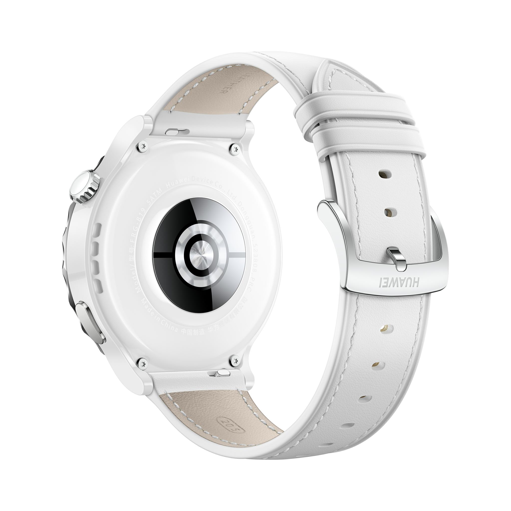 Išmanusis laikrodis Huawei Watch GT 3 Pro, Baltos spalvos korpusas su baltu odiniu dirželiu
