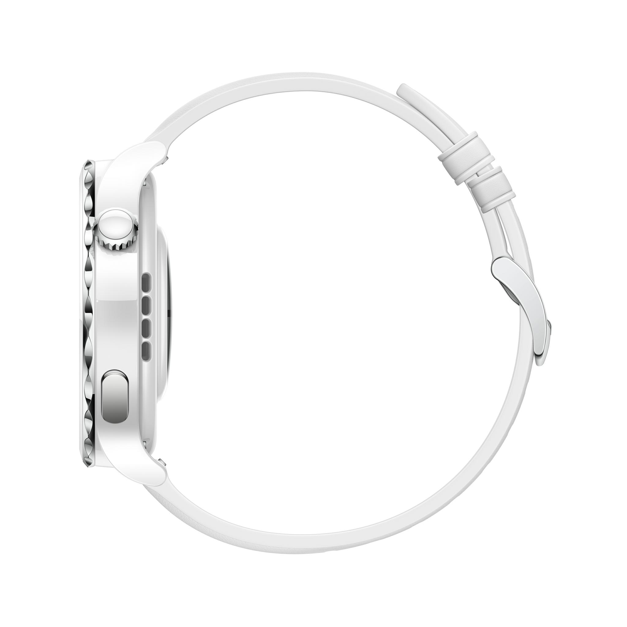 Išmanusis laikrodis Huawei Watch GT 3 Pro, Baltos spalvos korpusas su baltu odiniu dirželiu