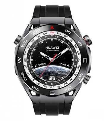 Išmanusis laikrodis Huawei Watch Ultimate Expedition, Sidabrinės ir juodos spalvos korpusas su juodu dirželiu