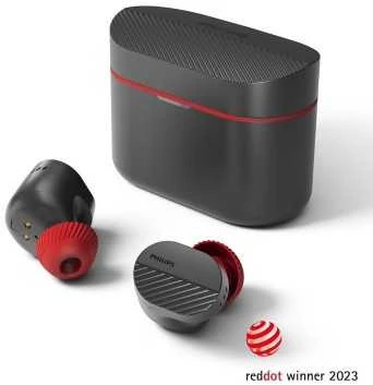 Belaidės ausinės Philips TAA5508BK, Juodos ir raudonos spalvos