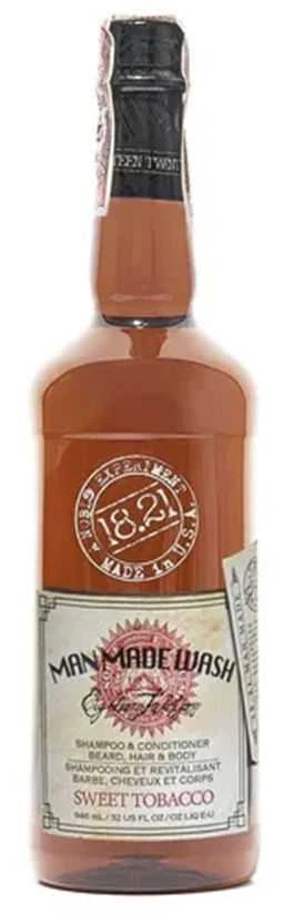 18.21 Man Made Wash Sweet Tobacco daugiafunkcė priemonė vyrams 3in1: šampūnas, kondicionierius ir kūno prausiklis viename, 950 ml