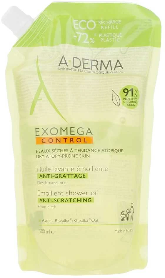 A-Derma Exomega Control Emollient Cleansing Oil Refill dušo aliejaus papildymas, 500 ml
