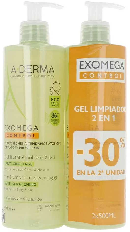 A Derma EXOMEGA CONTROL emollient gel 2in1 pack 2 x 500 ml