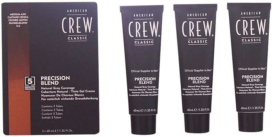"American Crew Precision Blend 5 6 Medium Ash" 3 dalių rinkinys