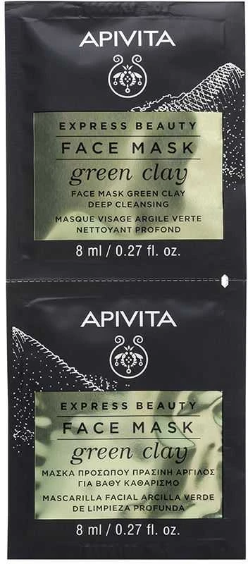 "Apivita Beauty Express" giliai valanti veido kaukė su žaliuoju moliu 2x8ml
