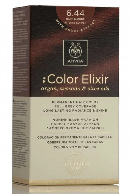 Ilgalaikiai plaukų dažai Apivita MY COLOR ELIXIR, 6.44 Dark Blonde Intense Copper