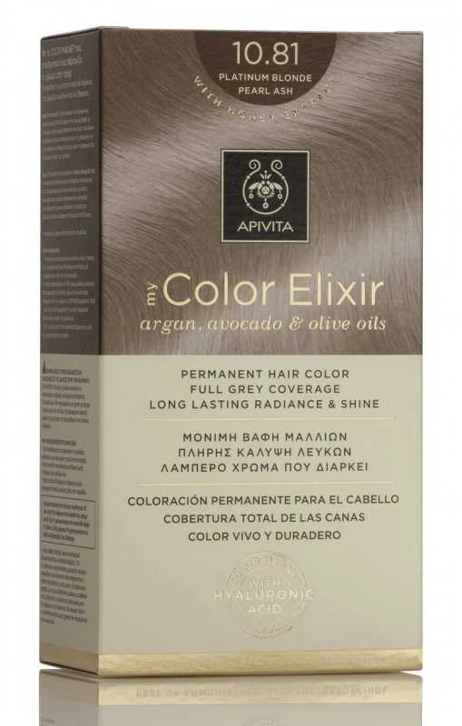 Ilgalaikiai plaukų dažai Apivita MY COLOR ELIXIR, 10.81 Platinum Skirtas šviesiems plaukams Pearl Ash