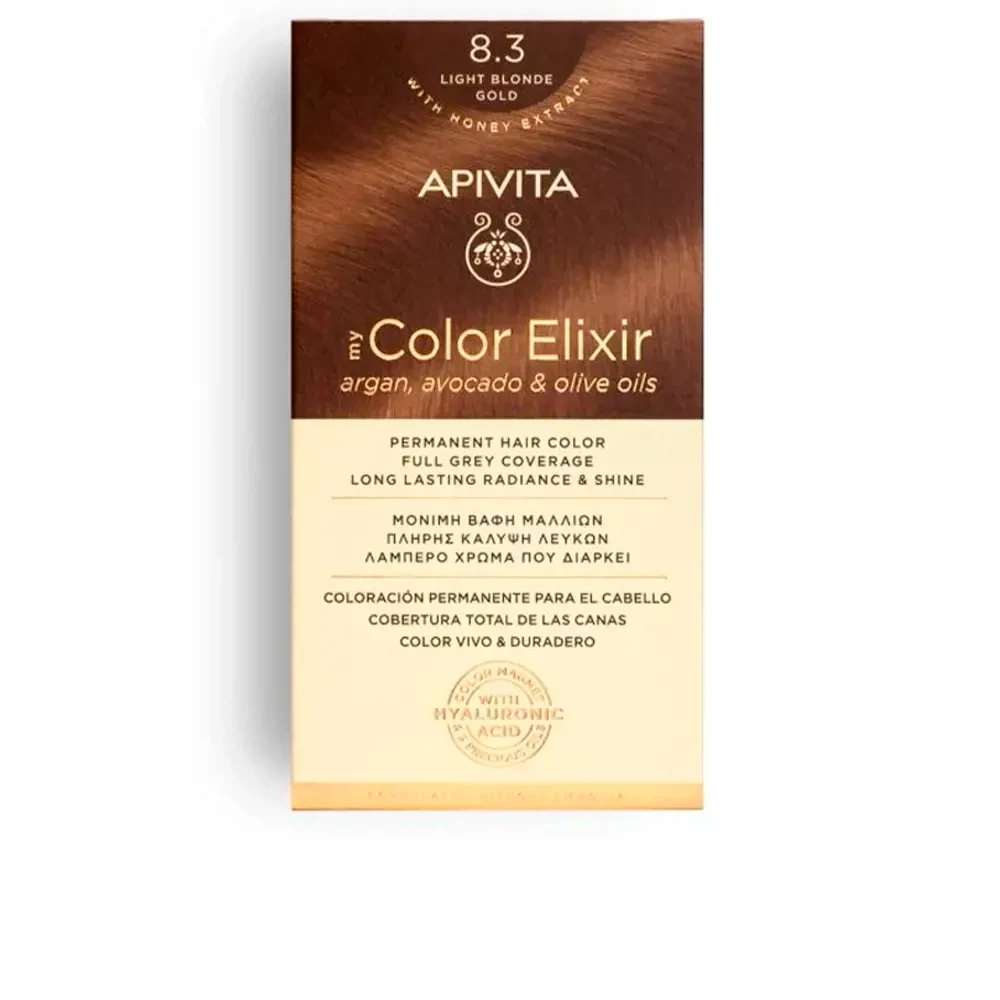 Ilgalaikiai plaukų dažai Apivita MY COLOR ELIXIR, 8.3 Light Blonde Gold