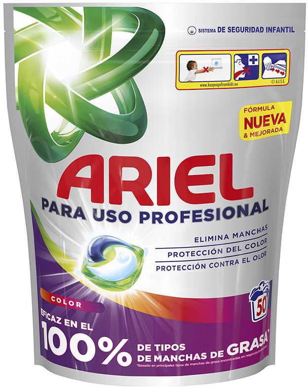 ARIEL PROFESIONAL COLOR detergente 50 cápsulas