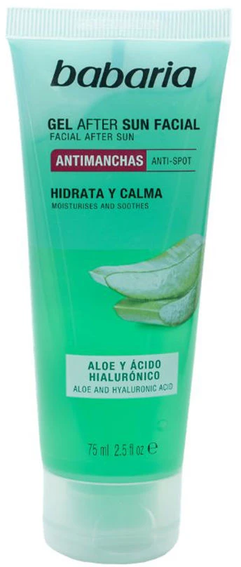 Babaria Anti-Manchas Aloe y Acido Hialuronico Gel Facial After Sun, 75 ml