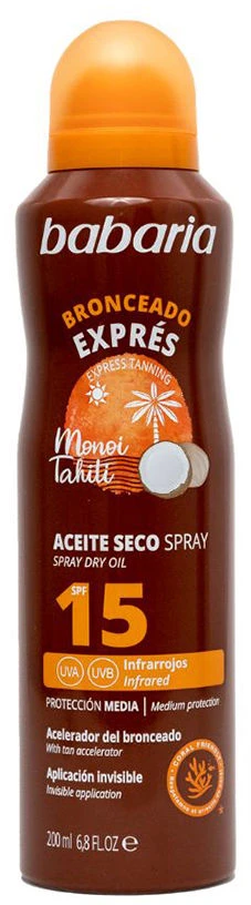 Babaria Monoi Tahiti sausas aliejus Spf15 purškiklis 200ml