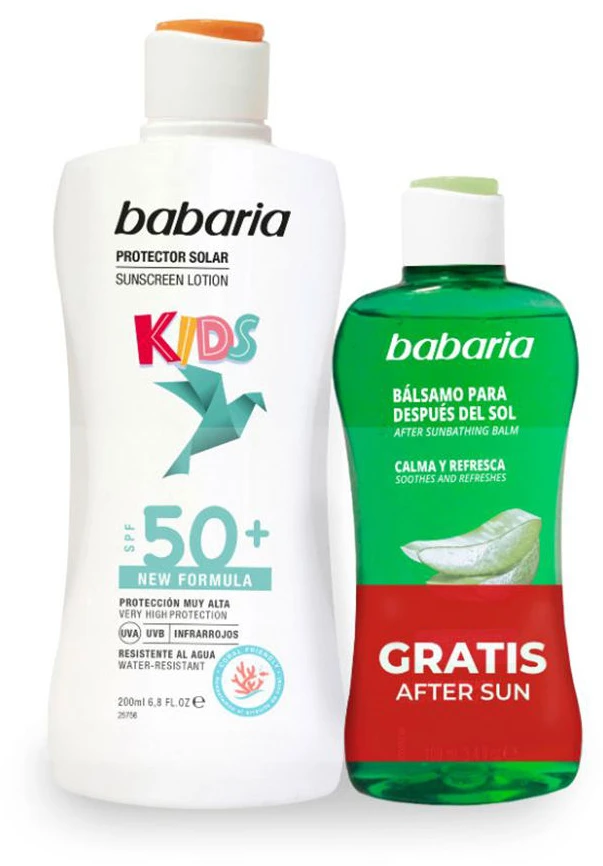 Babaria Kids apsauginis kremas nuo saulės SPF50, atsparus vandeniui, 200 ml balzamas po deginimosi, 1 vnt.