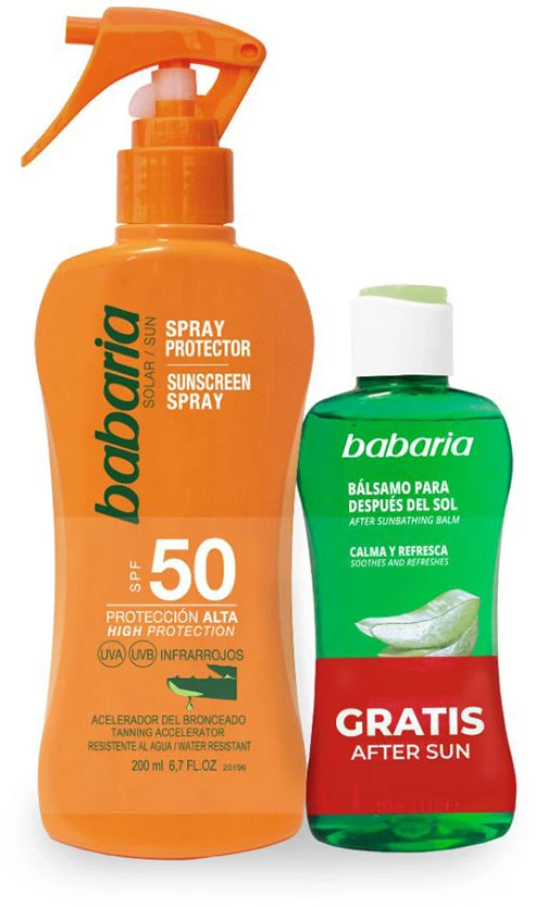 Babaria Aloe Purškiklis Protector Spf50, 200 ml Purškiklis Balsamo After Sun 1u
