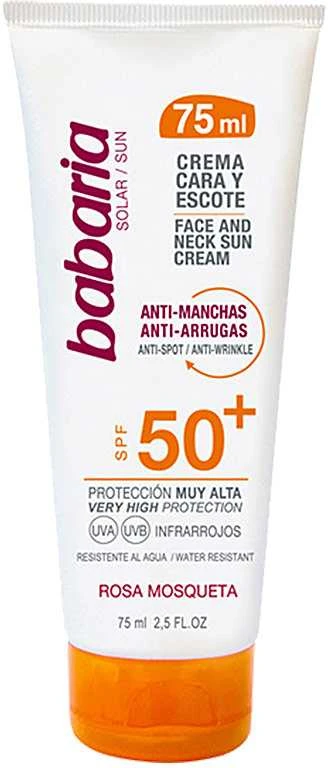 Babaria Rosehip Facial Sun Kreminis SPF50+ veido ir kaklo kremas nuo saulės, 75 ml