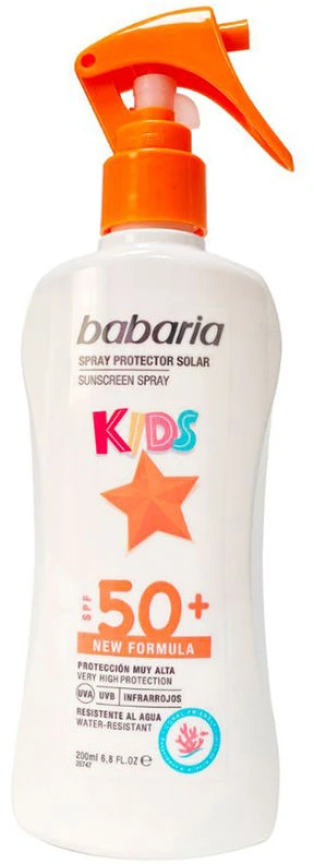 Babaria Apsauginis kremas nuo saulės Purškiklis Su Aloe Vera Vaikams Spf50+, 200 ml