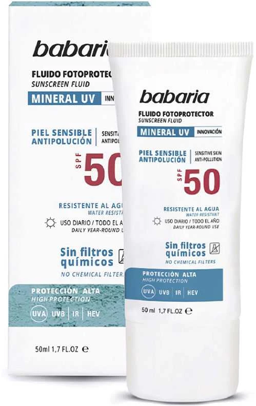"Babaria Sun" mineralinis apsauginis kremas nuo saulės veidui su Spf50 50ml