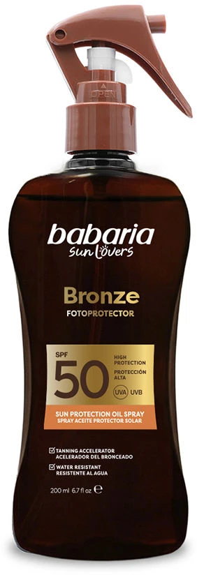 Babaria Sol Bronze Aceite Protector Solar Coco Purškiklis Spf50, 200 ml