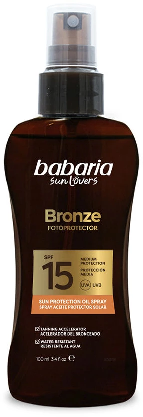 Babaria Sol Bronze Aceite Protector Solar Purškiklis Spf15, 100 ml
