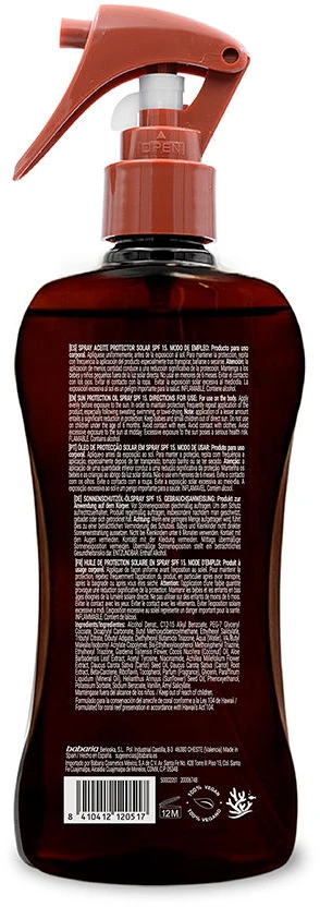 Babaria Sol Bronze Aceite Protector Solar Monoi Tahiti Purškiklis Spf15, 300 ml