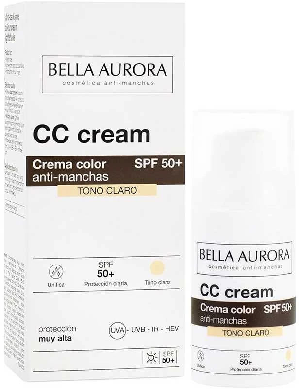 Bella Aurora CC kremas nuo dėmių Spf50 šviesus tonas 30ml