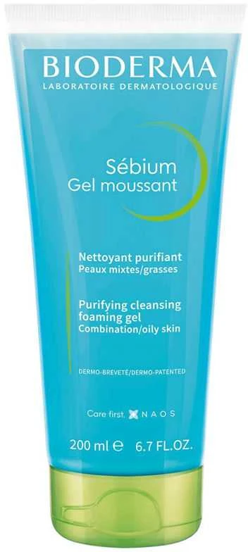 BIODERMA švelnus riebios ir mišrios odos gelinis prausiklis SEBIUM GEL MOUSSANT, 200 ml