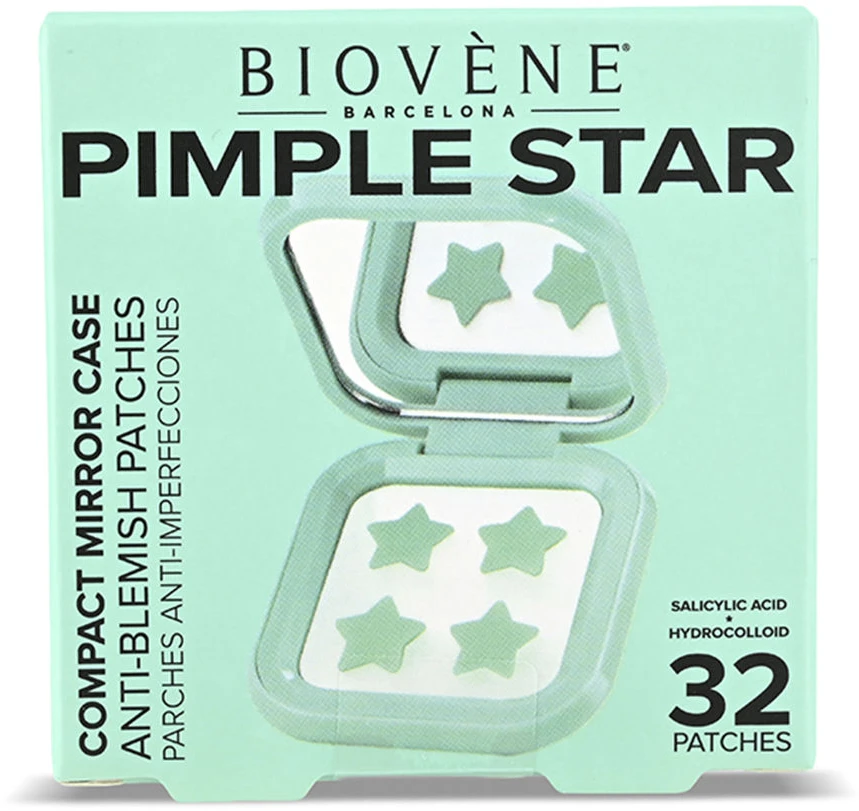 Biovene Pimple Star Patches & Mirror Case 32 vnt. Žalių pleistrų rinkinys