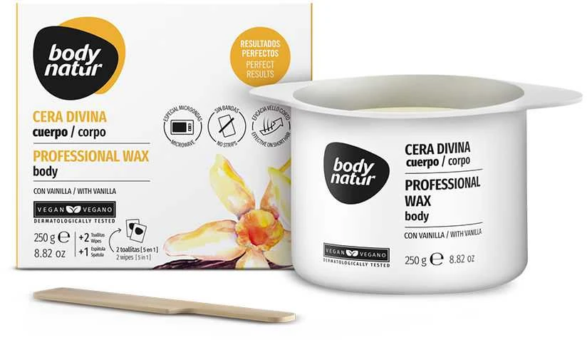 Profesionalus depiliacinis vaškas kūnui su vanile Body Natur, 250 g