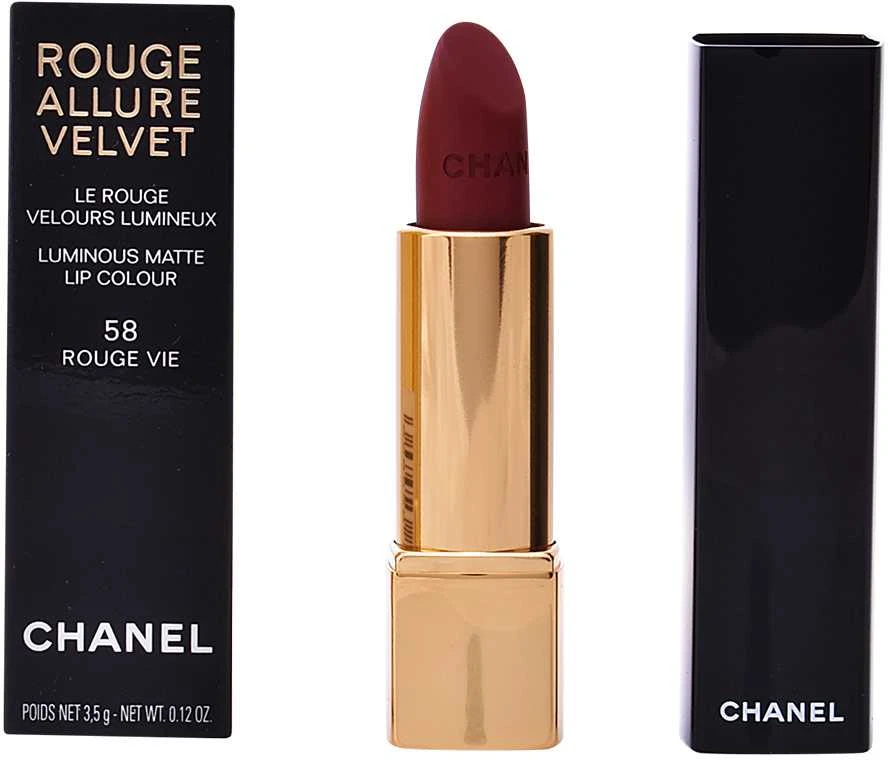Chanel Rouge Allure Velvet švytintys matiniai lūpų dažai, 3,5 g, spalva: 58 - ROUGE VIE