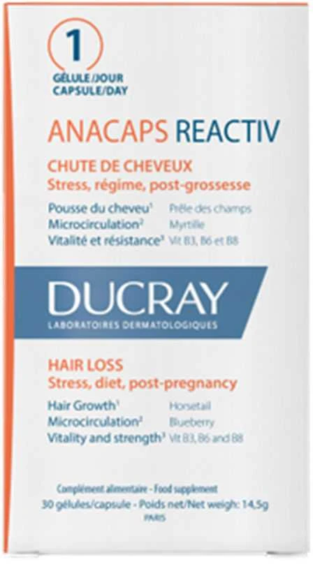 Ducray Anacaps Reactiv maisto papildas plaukams 30 vnt