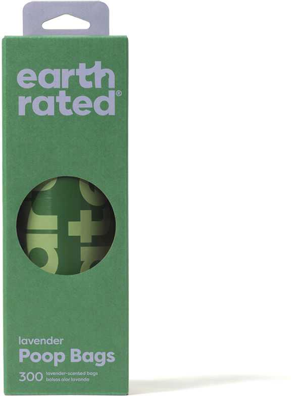 Earth Rated Šunų išmatų maišeliai, 300 vnt., levandų spalvos