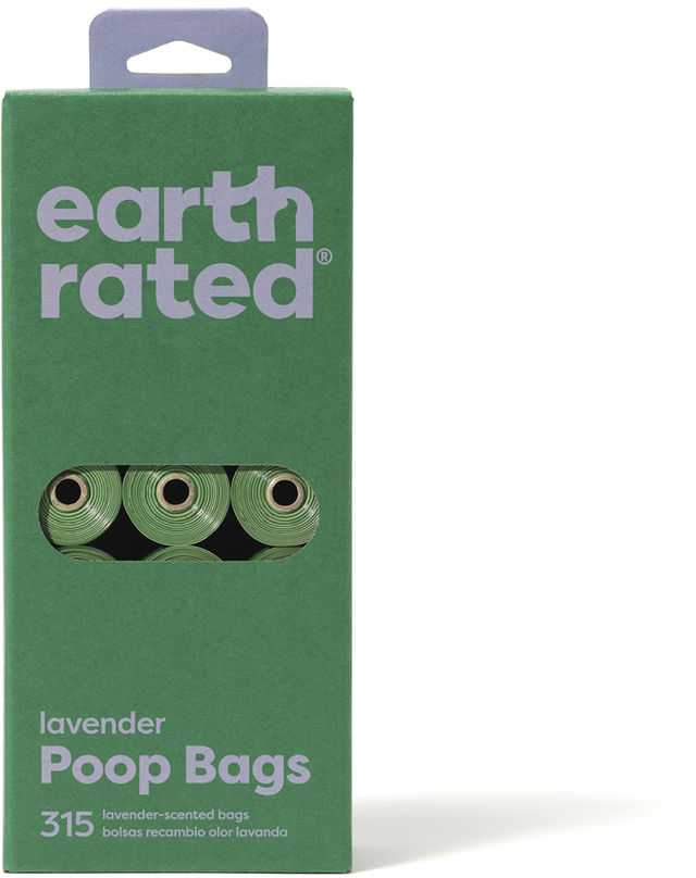 Earth Rated Earth Rated Šunų išmatų maišeliai Eko 21x15 vnt. Levandų spalvos