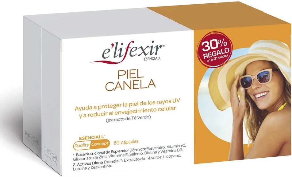 "Phergal E'lifexir Essential Cinnamon Skin" kapsulės skatinančios sveiką ir saugų įdegį saulėje