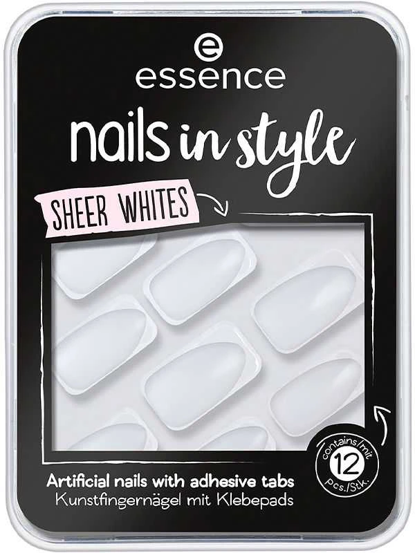Essence Cosmetics "Nails In Style" dirbtiniai nagai 11-Sheer Whites 12 vnt